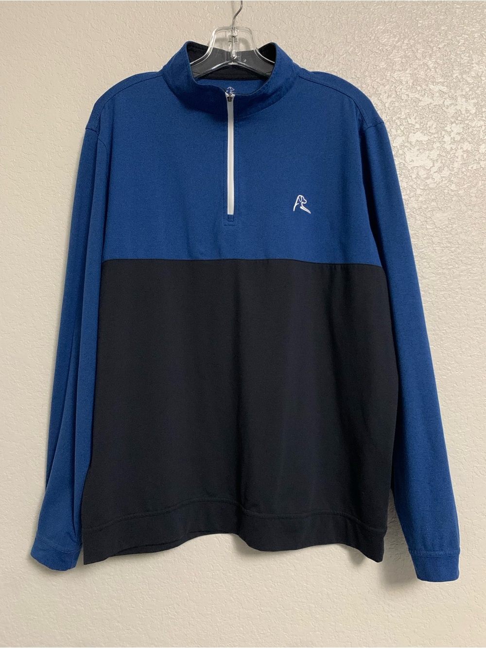 Rhoback Shirt Mens L Golf 1/4 Zip Performance Colorblock Long Sleeve Preppy Blue